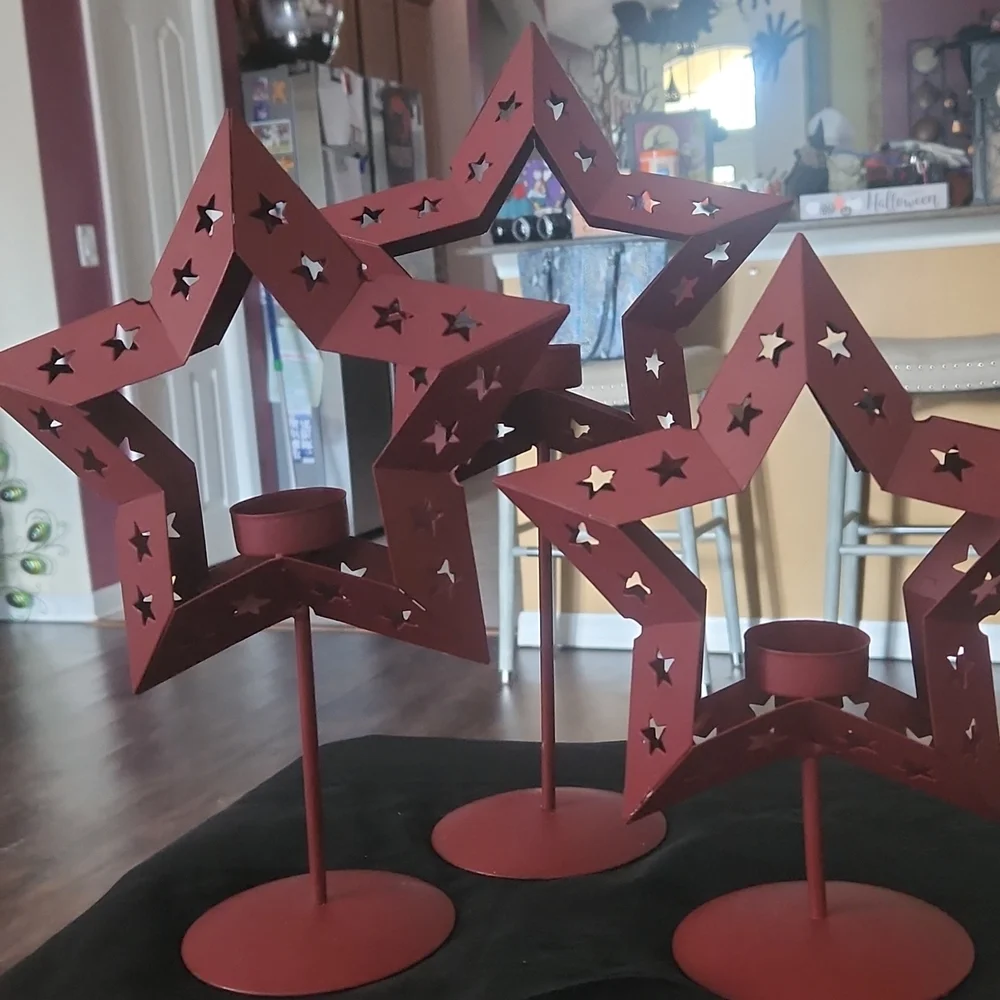 Set of 3 Star Tealight Candle Holders - Picture 10 of 15